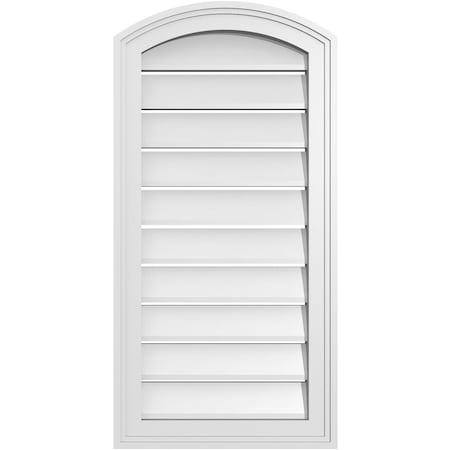Ekena Millwork Arch Top Surface Mount PVC Gable Vent: Non-Functional, w/2"W x 1-1/2"P Brickmould Frame, 16"W x 30"H GVPAR16X3002SN